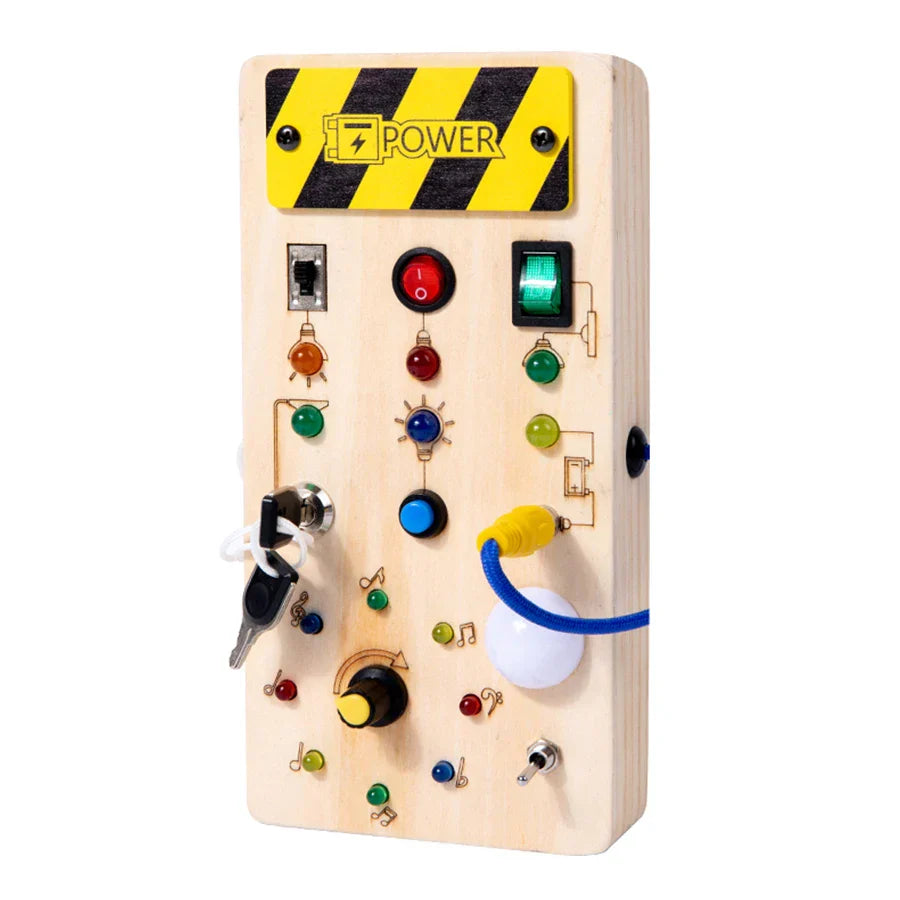 Montessori Busy Board with LED Light for Kids-0