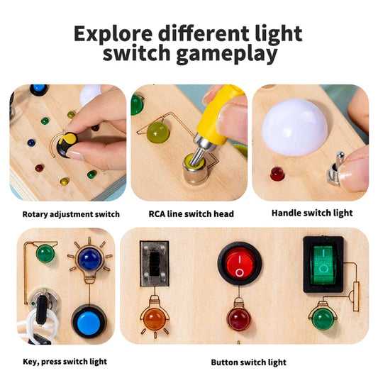 Montessori Busy Board with LED Light for Kids-1